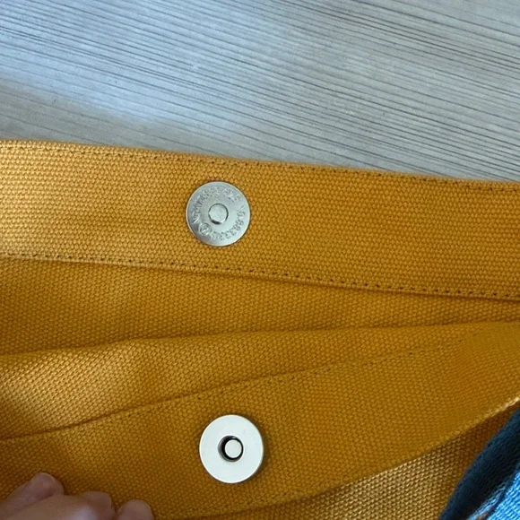 New without tags!! Dazai Duck Yellow Canvas Crossbody Bag with Blue Strap - Picture 5 of 7